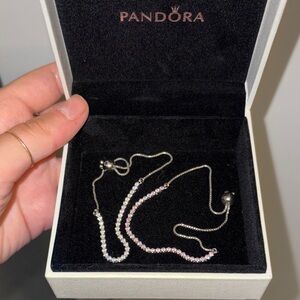 Pandora Silver and Pink slider tennis bracelets